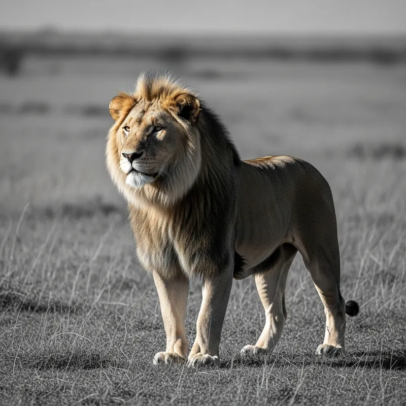 Majestic Monochrome Lion Standing Proud Majestic Monochrome Lion Standing Proud