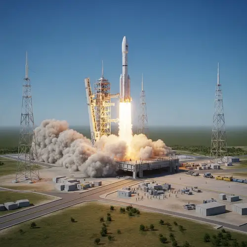 3D Rocket Launching Scene - Upward Launch Impact