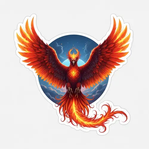 Mythical Phoenix Sticker - Majestic Firebird Design