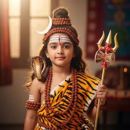 South Asian Child in Lord Shiva Attire | Traditional Hindu Costume