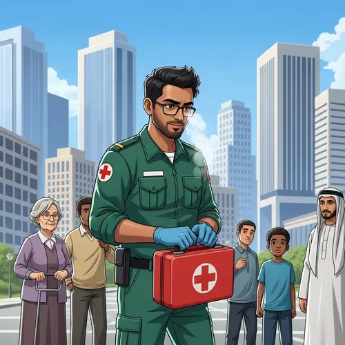 Urban First-Aid Response by South Asian Male Paramedic