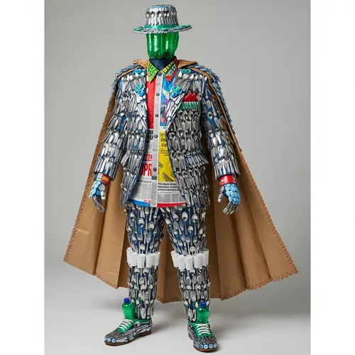 Artistic Recycled Materials Male Costume - Sustainable Fashion