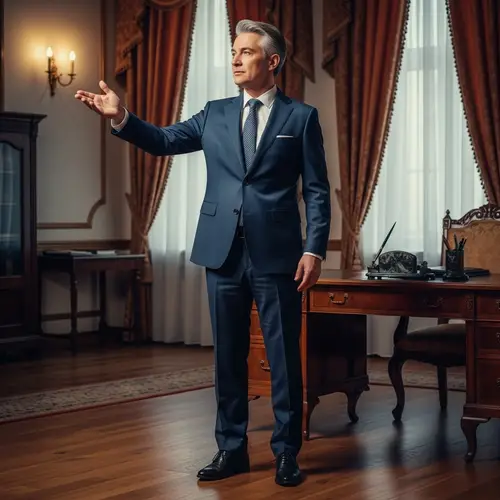 Confident Leader Delivering Speech in Formal Setting