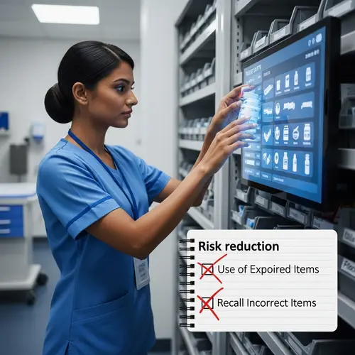 Patient Safety in Healthcare: South Asian Female Nurse Tracking Medical Supplies