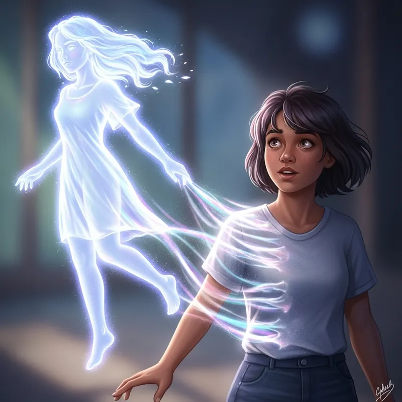 Ethereal Woman Spirit Freeing Possessed Short Hair Teen Girl