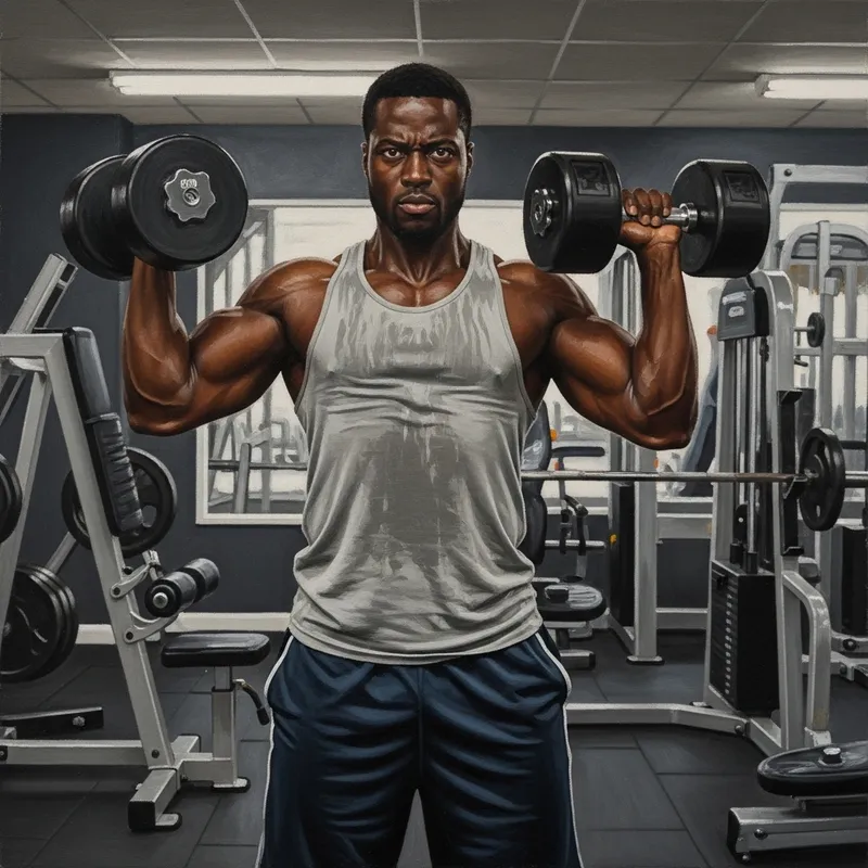 Athletic African Man Shoulder Workout