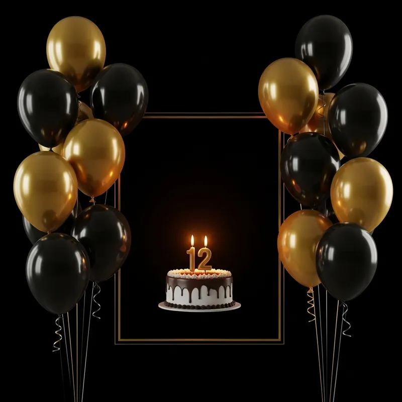 Golden Balloon and Cake Celebration Golden Balloon and Cake Celebration