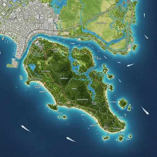 Lush Island Map near Populous Mainland | Tourism & Real Estate Hotspot