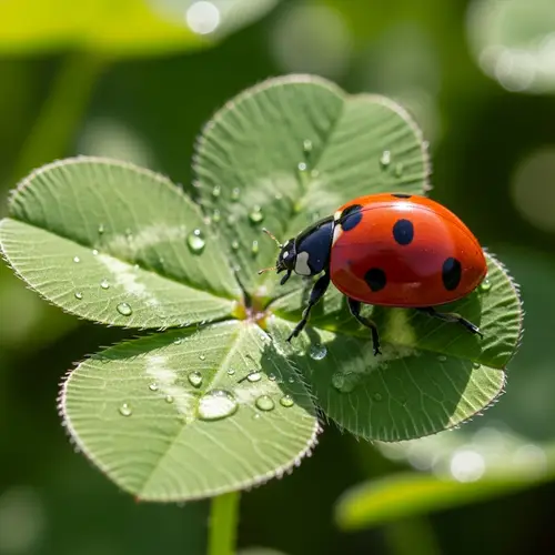 Ladybug on Clover Leaf - Stunning Nature Scene