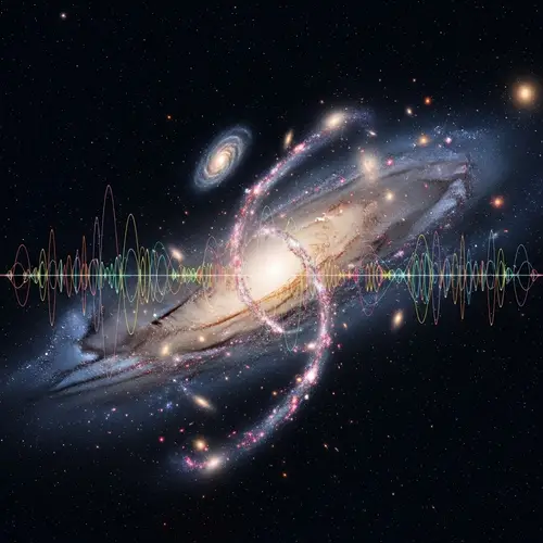 Quantum Galaxy with Swirling Constellations & Star Clusters