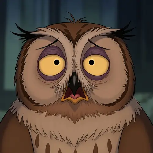 Exhausted Owl with Nervous Tic in Shock | Animated