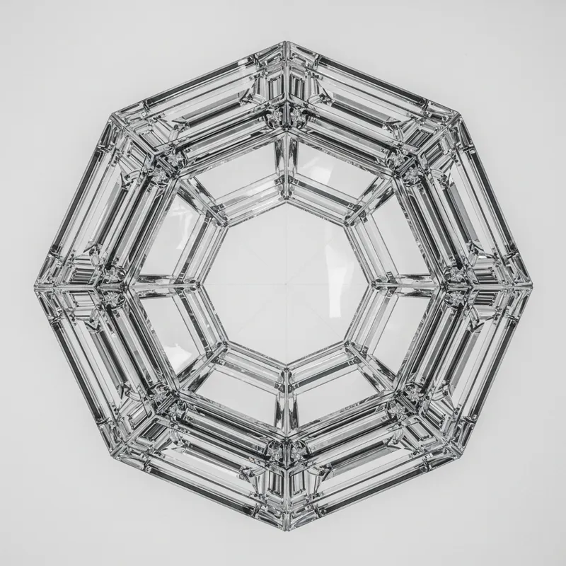 Clear Glass Icosahedron Art Installation | Minimalistic Symmetry