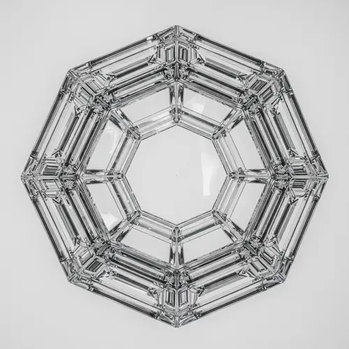 Futuristic Glass Icosahedron Installation | Geometric Art
