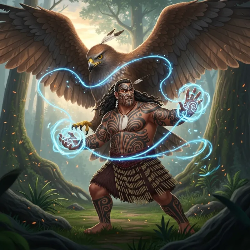 Maori Warrior Maui: Transformation into Hawke with Glimmers