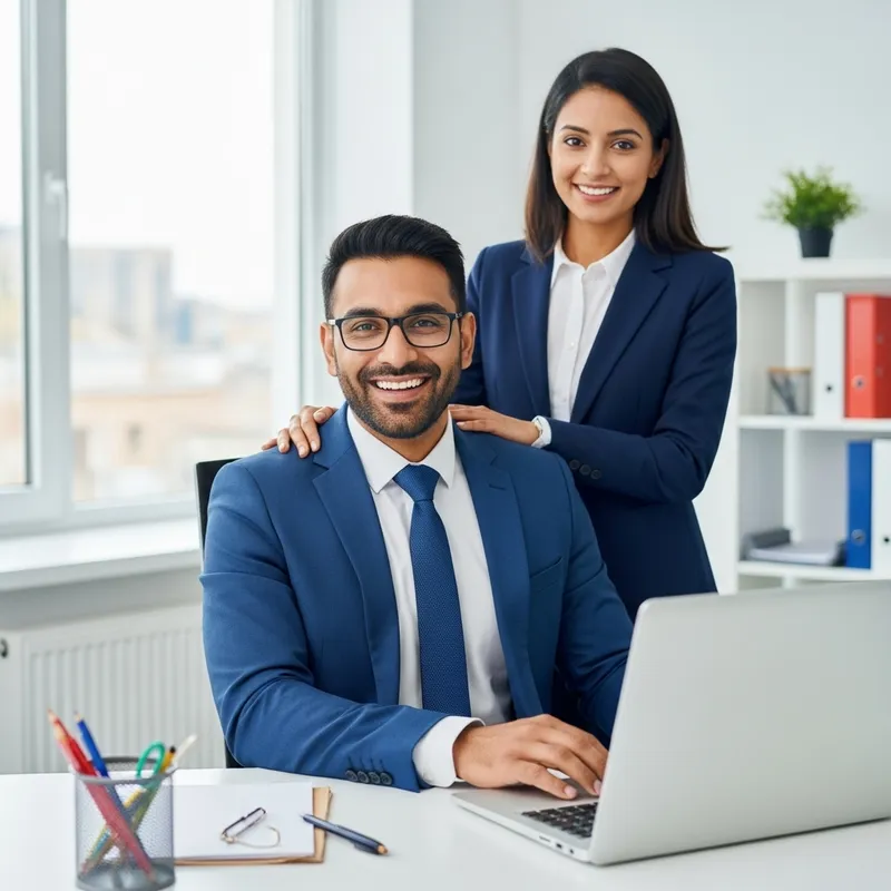 South Asian Realtor in Vibrant Modern Office | Professional Genre
