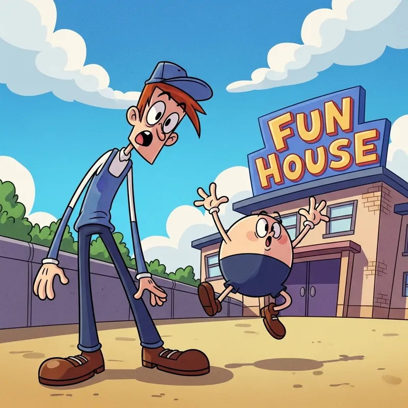 Playful Vintage 2D Animation Artwork with Vibrant Colors