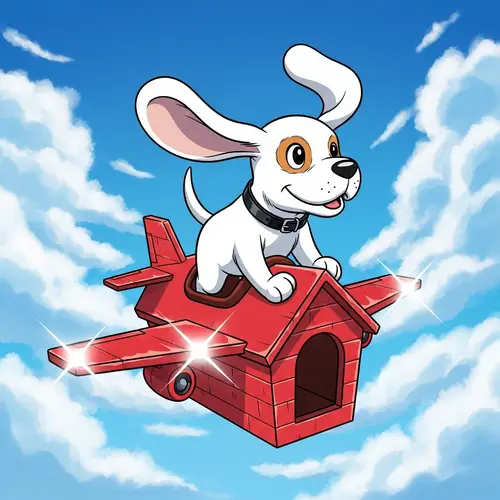 Charming Snoopy Anime Character in Flight | Airplane Doghouse