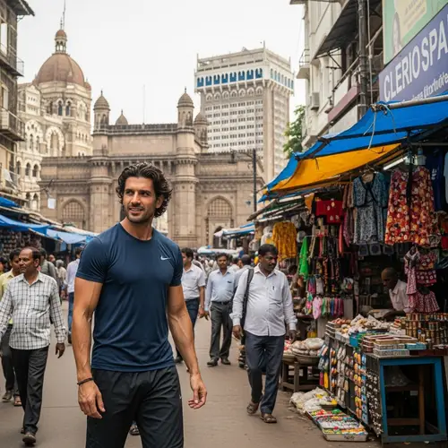 Athletic Man in Mumbai: Muscular Build and Curious Demeanor