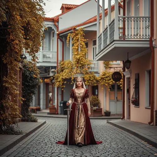 Ethereal Queen of Swords in Tbilisi | Mystical Photography