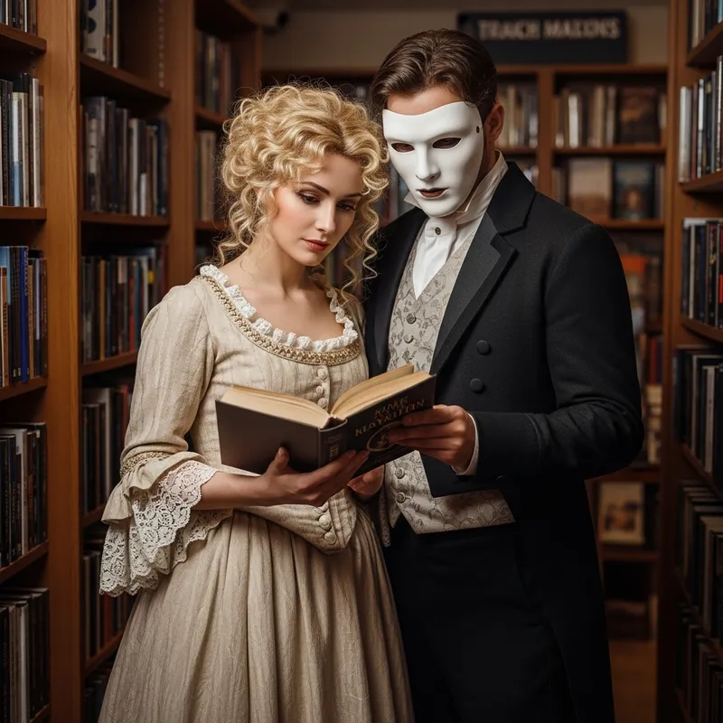 Blonde Woman & Mystery Man Explore Bookshop