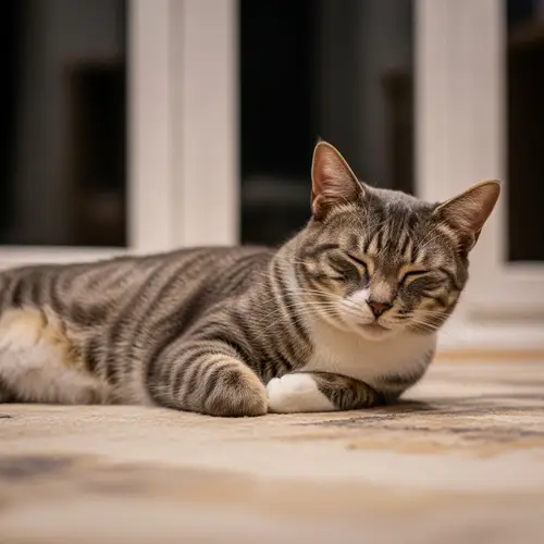 Gato: Tranquil Cat on a Cozy Rug
