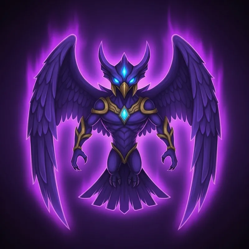 Mythical Cartoon Creature with Majestic Blue Aura - Bird-Like