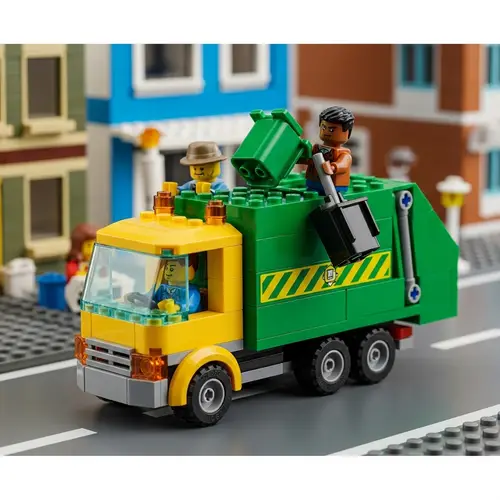 Bright Yellow & Green Lego Garbage Truck in Toy World
