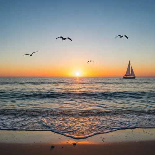 Tranquil Heart-Shaped Ocean at Sunset | Serene Seascape View