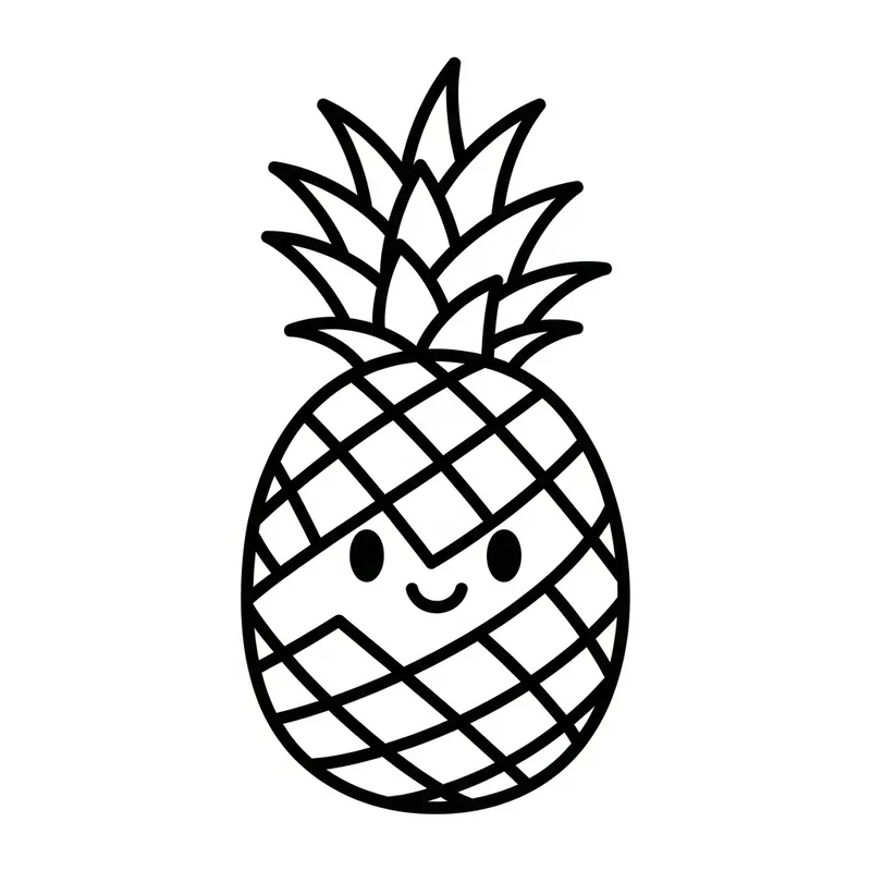 Simple Pineapple Coloring Page for Toddlers