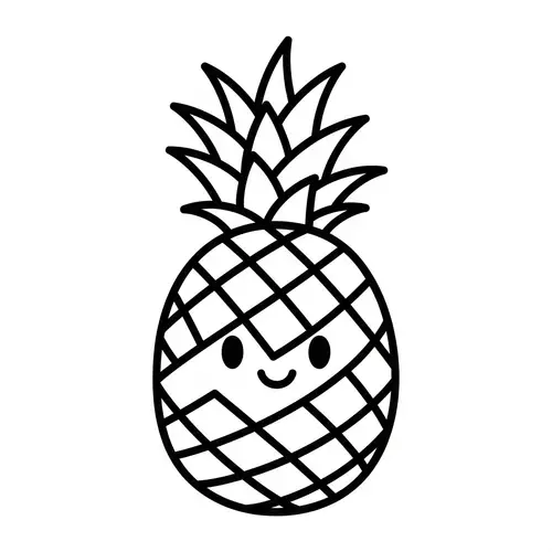 Simple Pineapple Coloring Page for Toddlers