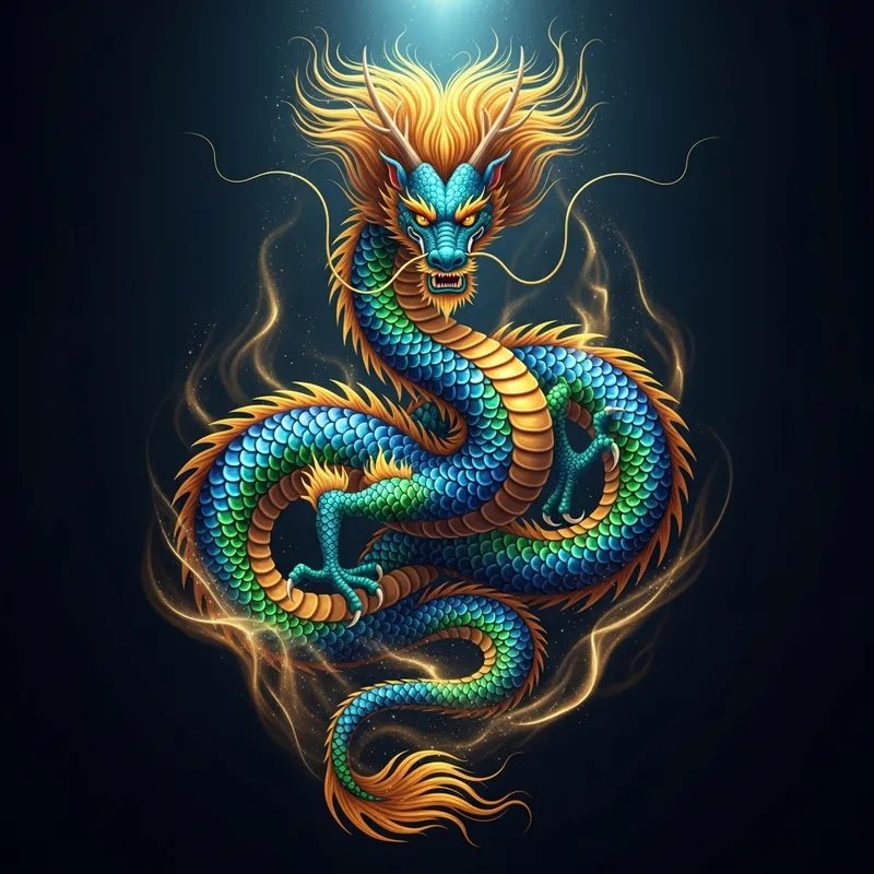 Majestic Chinese Dragon in Enchanting Darkness