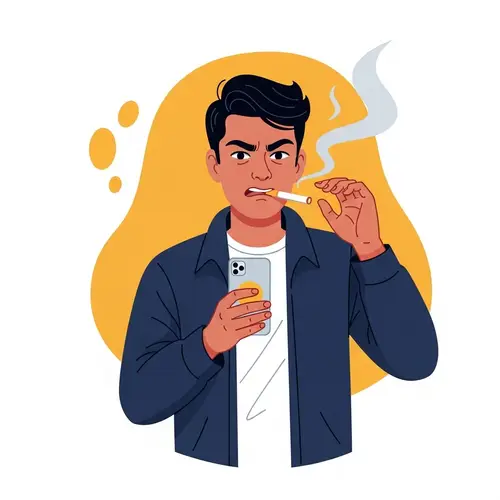 Determined South Asian Male Trying to Give Up Smoking