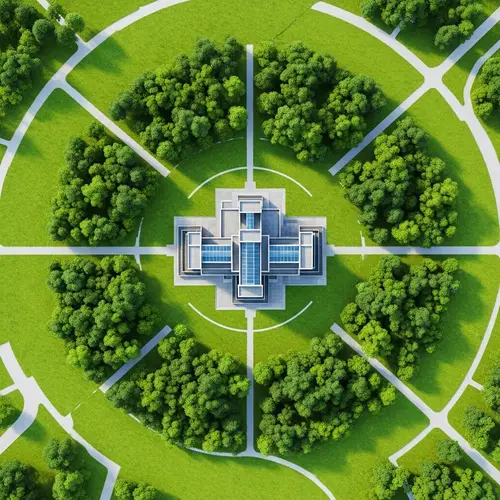 Eco-Friendly Low-Rise Building in Constructivist Style