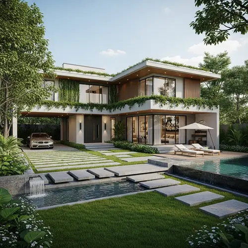 Luxurious 150 Sqm Geometric House with Pool & Greenery