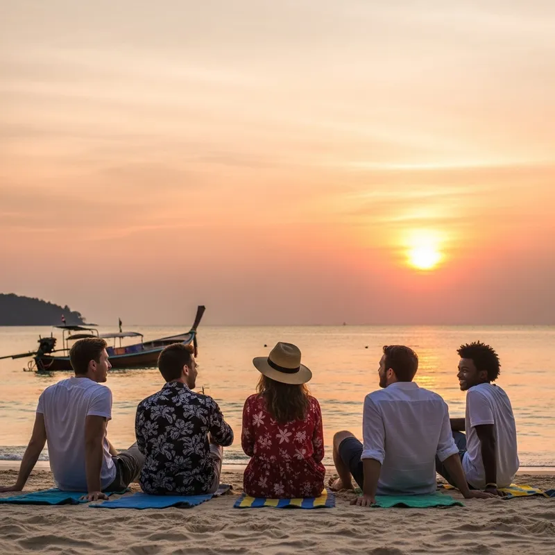 Chilling at Phuket Beach with Diverse Friends