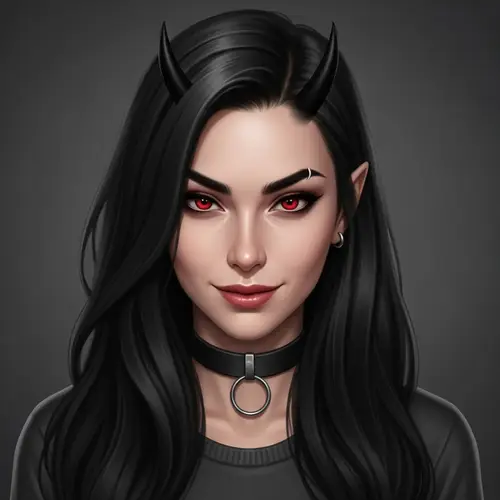 Enchanting Female Blogger with Raven-Colored Hair and Mysterious Aura