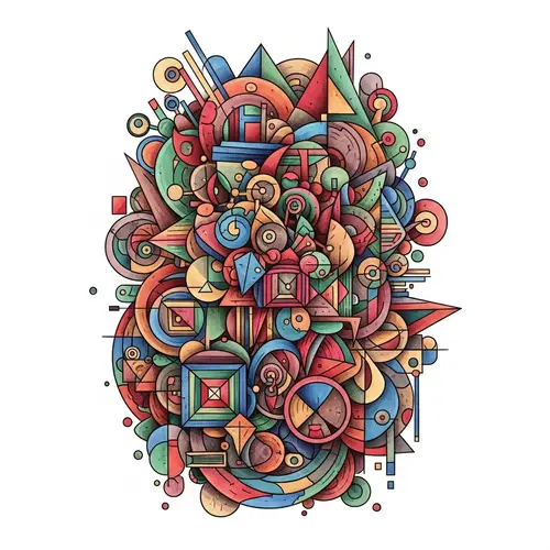 Vibrant Abstract Art with Geometric Shapes and Brush Strokes