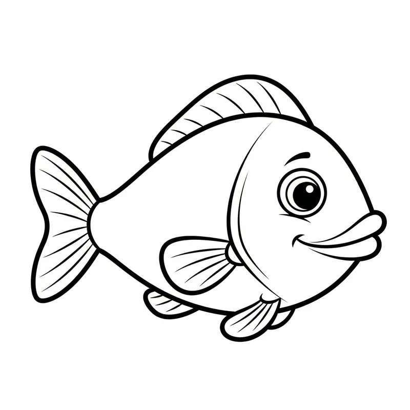 Classic Playful Fish Illustration for Kids Coloring