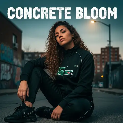 Urban Style Woman Album Cover with Black Tracksuit