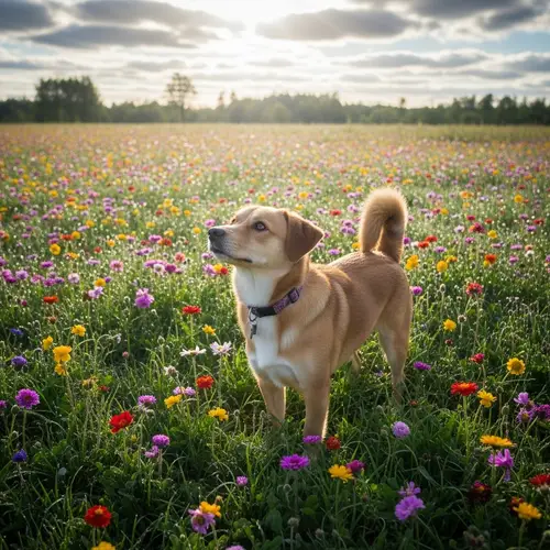 Cute Dogs in Vibrant Fields - Adorable Moments