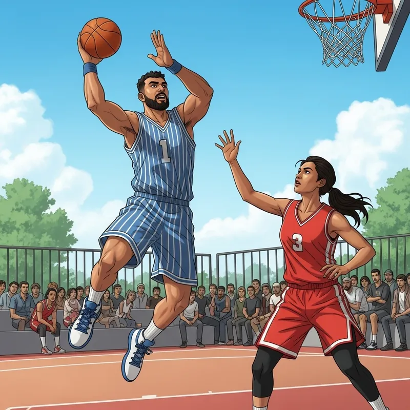 Action-Packed Basketball Match: Air Pass Play