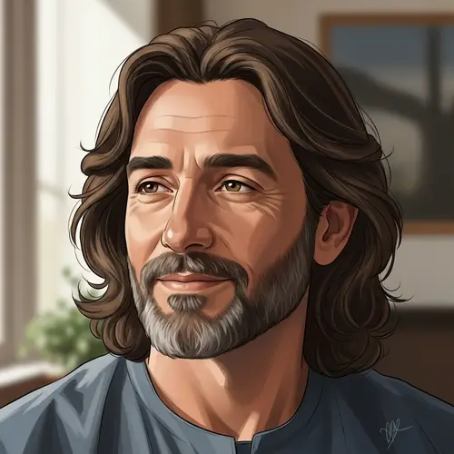 Middle-Aged Middle-Eastern Man with Wavy Brown Hair