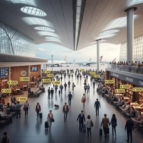 Luxurious Airport Scene Valued at 1000 Euros
