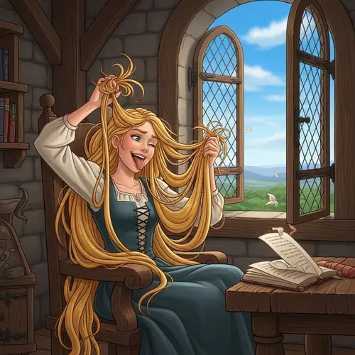 Playful Rapunzel with Golden Hair | Fairy Tale Character