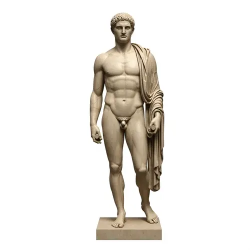 Ancient Greek Stoic Male Statue with Robust Physique