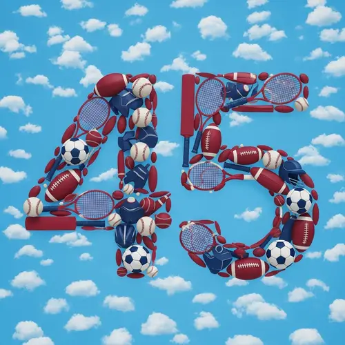 Contemporary 45 Sports Theme Artwork with Maroon and Navy Items