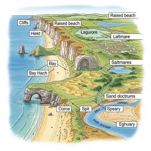 Seaside Landscape Featuring Diverse Geographic Features