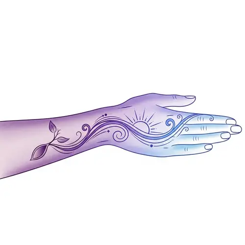 Purple and Blue Spiritual Growth Tattoo Design