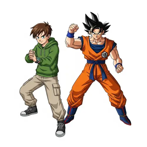 Ben 10 vs Goku: Action-Filled Adventure Illustration