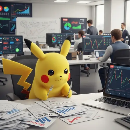 Pikachu Enjoying Market Stocks Amid Bitcoin Fluctuations